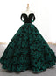 Vintage Green Lace Ball Gowns Off The Shoulder Backless Wedding Dress