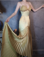 Vintage Green Mermaid Deep V-Neck Pleated Satin Long Formal Prom Dress