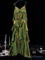 Vintage Green Tiered Flounce Long Prom Dress Prom Prom Gowns