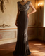 Vintage Black Mermaid Sequin Satin Long Formal Prom Dress
