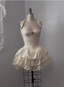 Vintage Jacquard Halter Neck Lace Trim Mini Birthday Skirt Homecoming Dress