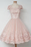 Vintage Knee-Length A-Line Pearl Pink Homecoming Dresses With Lace