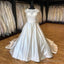 Vintage Lace Cap Sleeves Satin Wedding Dress Ball Gown