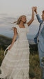 Vintage Lace Prom Dress A-Line Wedding Dresses Long Square Neck Bridal Dress