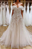 Vintage Long A Line Off-the-Shoulder Sweetheart Backless Tulle Wedding Dresses