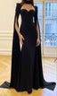 Vintage Mermaid Black Birthday Party Dresses Sweetheart Prom Dresses With Cape