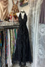 Vintage Mermaid Halter Sleeveless Long Black Lace Prom Dresses Prom Dress