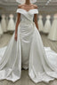 Vintage Mermaid Off Shoulder Wedding Dress Satin Embroidery