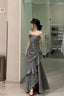 Vintage Mermaid Spaghetti Straps Gray Long Prom Dress Birthday Outfits