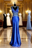 Vintage Mermaid Sweetheart Neckline Royal Blue Satin Backless Prom Gown Fairy Prom Dresses