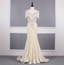 Vintage Off-White Mermaid Crew Neck Fringed Beaded Lace Train Formal Prom Dress