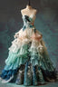 Vintage Ombre A-Line Sweetheart Chiffon Long Ball Gowns Embroidered Applique Sweet Floral Prom Dresses