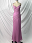 Vintage Pink Mermaid V-Neck Beaded Chiffon Long Formal Prom Dress