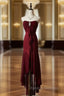 Vintage Red Mermaid Strapless Chiffon Prom Dresses Graduation Prom Dresses