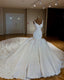 Vintage Royal Train Satin Mermaid V-Neck Wedding Dress Lace Embroidery