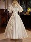 Vintage Satin Lace Off Sleeve Wedding Dress