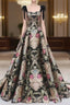 Vintage Satin Straps Floral Long Prom Long Dresses Prom Dresses
