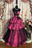 Vintage Sweetheart Neck Hot Pink Tulle Satin Layered Ball Gowns Prom Quinceanera Dresses With Bow