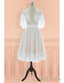 Vintage V-Neck Lace Knee Length Wedding Dresses With Sleeves