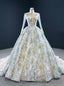 We Provide Colorful Sequins Ball Gowns Long Sleeve Pleats Wedding Dress