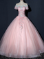 We Provide Pink Ball Gowns Tulle Green Appliques Beading Short Sleeve Quinceanera Dress