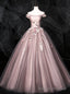 We Provide Pink Ball Gowns Tulle Off the Shoulder Appliques Quinceanera Dress