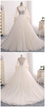 Wedding Dresses Appliqued Floral Long Sleeve Lace Bridal Gown Prom Dresses