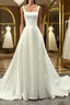 White A lien satin long prom dress , white long bridesmaid dress