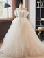 White A Line Sweetheart Neck Lace Tulle Long Prom Dress, White Long Formal Dress