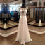 White Chiffon Golden Beaded Evening Dress Long Prom Dress