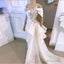 White Elegant Mermaid Prom Dress Shiny Crystal Rhinestone Long Prom Gown Tulle Ruffles Flowing Ribbon