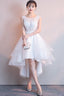 White High Low Graduation Dresses Tulle And Lace Prom Dress