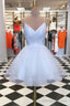 White Homecoming Dress Spaghetti-Straps V Neck Short Homecoming Dress