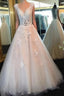 White Lace Prom Gown A Line Tulle See Through Prom Dress