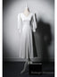 White Long Sleeve V Neck Button Wedding Dress