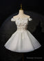 White Lovely Short Tulle With Lace Off Shoulder Prom Dresses White Graduation Dresses Prom Dresses
