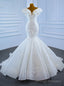 White Mermaid Lace Off the Shoulder Wedding Dress