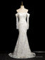 White Mermaid Lace Wedding Dress With Detachable Sleeve