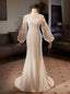 White Mermaid Long Sleeve Pleats Wedding Dress