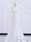 White Mermaid Off the Shoulder Pleats Bow Wedding Dress