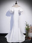 White Mermaid Off the Shoulder Puff Sleeve Prom Dress