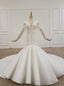 White Mermaid Tulle Sequins V Neck Long Sleeve Appliques Beading Wedding Dress