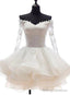 White Off Shoulder Short Organza With Lace Top Graduation Dresses Short Wedding Prom Dresses