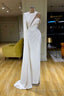 White One Shoulder Mermaid Prom Dress High Neck Prom Gowns