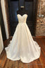 White Satin Long A Line Prom Dress, White Sweetheart Neck Formal Dress