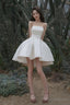 White Satin Short A-Line Prom Dresses Homecoming Dresses