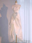 White Satin Strapless Pleats Bow Wedding Dress