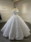 White Sequins Ball Gown Off the Shoulder Prom Dress