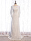 White Sequins Long Sleeve V Neck Prom Dress