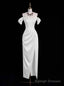 White Sheath Satin Off the Shoulder Wedding Dress